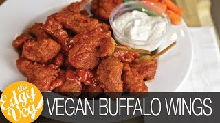 How to Make VEGAN Buffalo Hot Wings  Vegetarian Chicken Wings  The Edgy Veg [upl. by Giorgi]