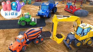 Construction Vehicles Song for Kids 🚛 Excavator Bulldozer amp Other Trucks for children  HeyKids [upl. by Ilenna]