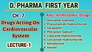 AntiArrhythmic DrugsDrugs Acting on Cardiovascular systemCH7L1Pharm ChemDPharmfirst year [upl. by Ahseinet]