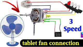 how to do wiring of table fan  how to 3 speed tablet fan connection diagram [upl. by Laurinda]