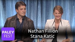 Castle  Nathan Fillion and Stana Katic Talk Handcuffs [upl. by Pippy]