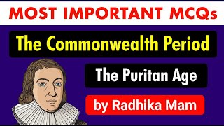 MOST IMPORTANT MCQ  COMMONWEALTH PERIOD  PURITAN AGE  HISTORY OF ENGLISH LITERATURE [upl. by Htiel]