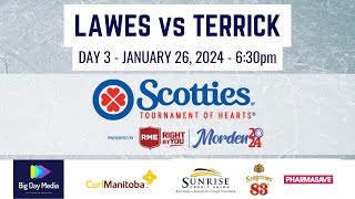 LAWES vs TERRICK  2024 Scotties Tournament of Hearts Presented by RME Day 3 [upl. by Erdnassac318]