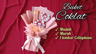 Membuat Buket Coklat Sendiri  Tutorial Buket Coklat Dengan Selembar Cellophane  Chocolate Bouquet [upl. by Ahsiemac]