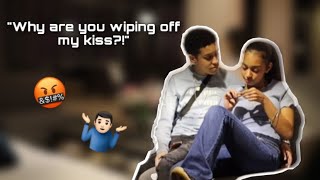 WIPING OFF MY GF KISSES PRANK  SHE GETS MAD [upl. by Cissy]