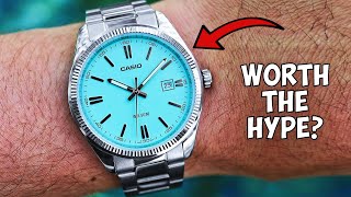 This CASIO is harder to buy than ROLEX Unboxing amp Review Tiffany Blue MTP1302 [upl. by Dranoc]