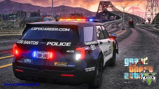 Playing GTA 5 As A POLICE OFFICER City Patrol HPD GTA 5 Lspdfr Mod 4K [upl. by Edualcnaej]