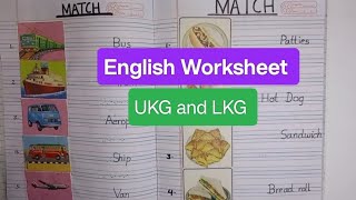 junk food name  matching english worksheet for UKG and LKG Classtransport name land transport [upl. by Sinned]