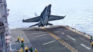 What Happens When Pilots Fail Landing at Very High Speed on US Aircraft Carrier [upl. by Yelrehs]