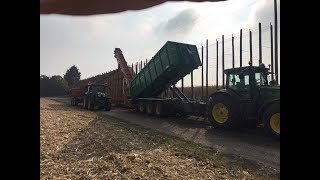 Moisson Maïs cribs 2017  100 John Deere 7280R  Porte Caisson RTL  7800  Broyeur Desvoys [upl. by Cross]