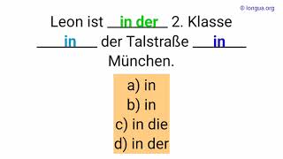 A1 A2 B1  Deutsch lernen Grammatik Test Deutsche Grammatik in der 2 Klasse in der Talstraße [upl. by Jyoti]