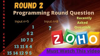 Zoho Round2 Programming Round Question  Beginners Codings [upl. by Ibbob]