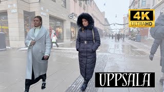 Walking in Uppsala Sweden Snowy afternoon walk December 2023 Immersive Sound 4K Ultra HD60fps [upl. by Yekcaj]