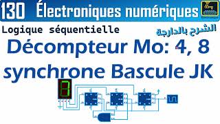 130 Décompteur synchrone Modulo 4 et 8 synchrone Bascule JK [upl. by Selbbep]