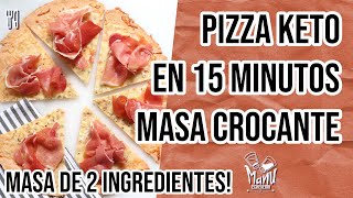 🍕PIZZA KETO EN 15 MINUTOS DE MASA CROCANTE  MASA PIZZA KETO DE 2 INGREDIENTES  Manu Echeverri [upl. by Syck384]