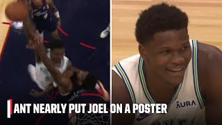 Anthony Edwards nearly put Joel Embiid on a POSTER given technical  NBA on ESPN [upl. by Nelleh]