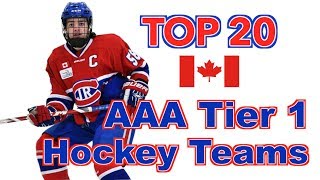 Top 20 AAA Tier 1 Hockey Teams  Canada [upl. by Pepin]