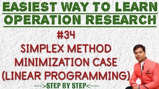 34 Simplex Method Minimization Case Linear Programming in HindiOR [upl. by Daffy]