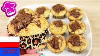 Muffinki bananowo  nutellowe  prosty przepis na muffinki z nutellą i orzechami [upl. by Fasano]