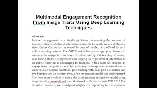 Multimodal Engagement Recognition From Image Traits Using Deep Learning Techniques [upl. by Effie577]