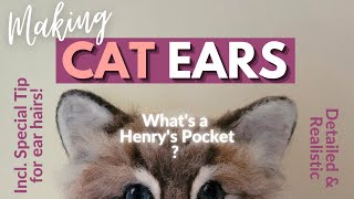 Needle Felted Cat Head Series PT 4  Needle Felting CAT EARS Tutorial  realistic amp detailed how to [upl. by Tyika460]