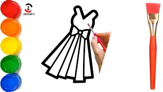 How to Draw dress Painting and Coloring for Kids amp Toddlers  Draw Paint and Learn [upl. by Niwdog]