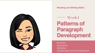 Week 1 Patterns of Paragraph Development [upl. by Willing]