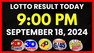 Lotto Result Today 9PM Draw September 18 2024  2D 3D Swertres 4D 645 655 PCSOlotto [upl. by Japeth]