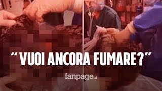 Un pacchetto di sigarette al giorno polmoni neri come catrame il video choc diventato virale [upl. by Ldnek171]