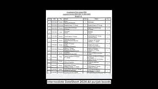 Date sheet of intermediate 2024  fsc date sheet 2024  first year date sheet foryou [upl. by Olav]