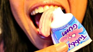 ASMR Chewing amp Blowing Bubbles Toothpaste Tubble Gum Tutti Frutti [upl. by Nizam]