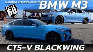 2023 Cadillac CT5 V Blackwing vs BMW M3 60mph Roll Start [upl. by Dillie]