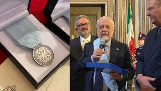 De Laurentiis CAVALIERE 🎖️ La premiazione alla Nunziatella quotUn portafortuna per vincere ancoraquot [upl. by Sinegold648]