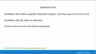 Combine cells in Excel without losing data using Kutools [upl. by Clere555]