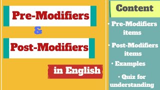 Premodifiers and postmodifiers in English [upl. by Niad842]