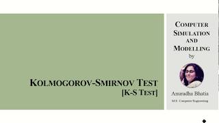 Kolmogorov  Smirnov Test KS Test [upl. by Ullyot]