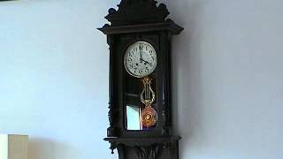 Japy Freres Art Nouveau wall clock with Lyre pendulum from 1900s [upl. by Ahsenek]