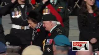 Vice Regal Salute  Canada Remembrance Day 2014 Princess Anne [upl. by Acinok213]