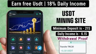 New Usdt Earning Site Usdt Mining Site 2024 Best Investment Usdt Earning Website [upl. by Kolosick]