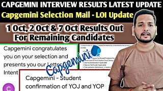 Capgemini Sending Interview Results  Breaking News 🔥  Joining Update  LOI Selection Mail OL [upl. by Mimajneb]