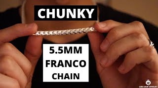 55mm Franco Chain Review  Sterling Silver Jewelry [upl. by Enylorac152]