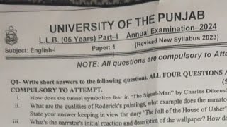 exam paper of 2024 Part 1 English LLB Punjab University Lahore [upl. by Entruoc]