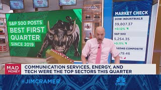 Jim Cramer breaks down the SampP 500s best first quarter since 2019 [upl. by Ejroj]