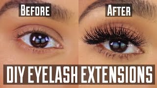 DIY PERMANENT AT HOME EYELASH EXTENSION APPLICATION [upl. by Arica]