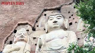 The UNESCOlisted Maijishan Grottoes carved into an isolated mountain peak in NW Chinas Gansu [upl. by Yrekcaz882]