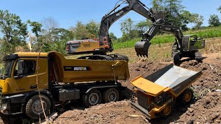 Dump Truck Huina 1582 Keruk Pasir Dengan RC Excavator  Tambang Rc Excavator Dan Dump Truck Pasir [upl. by Anilag]