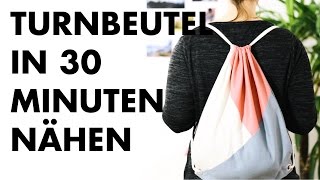 DIY  TURNBEUTEL IN 30 MINUTEN NÄHEN  Auch für Anfänger [upl. by Edivad]