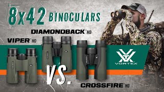 Vortex Binoculars CROSSFIRE HD 8x42 vs VIPER HD 8x42 vs DIAMONDBACK HD 8x42 \ Field Test Comparison [upl. by Dot118]