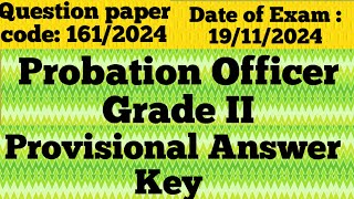 1612024  Probation Officer Grade II Provisional Answer Key [upl. by Elvera]