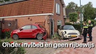 Jonge automobilist zonder rijbewijs en onder invloed crasht tegen woning [upl. by Dressler]